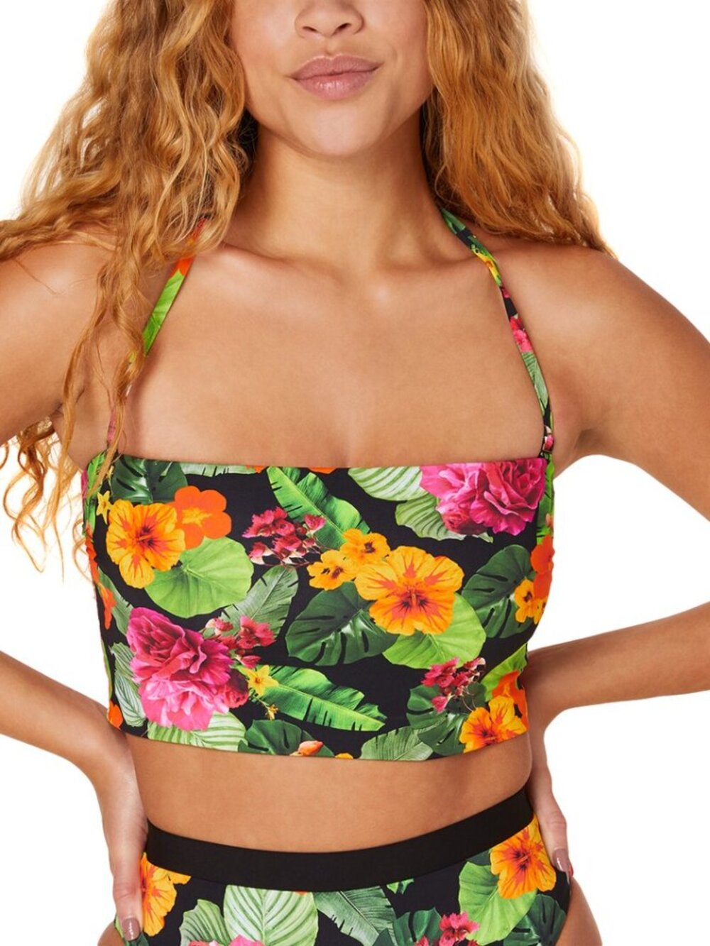 ANDIE The Aruba Bright Flower Bandeau Bikini Top, Size XL